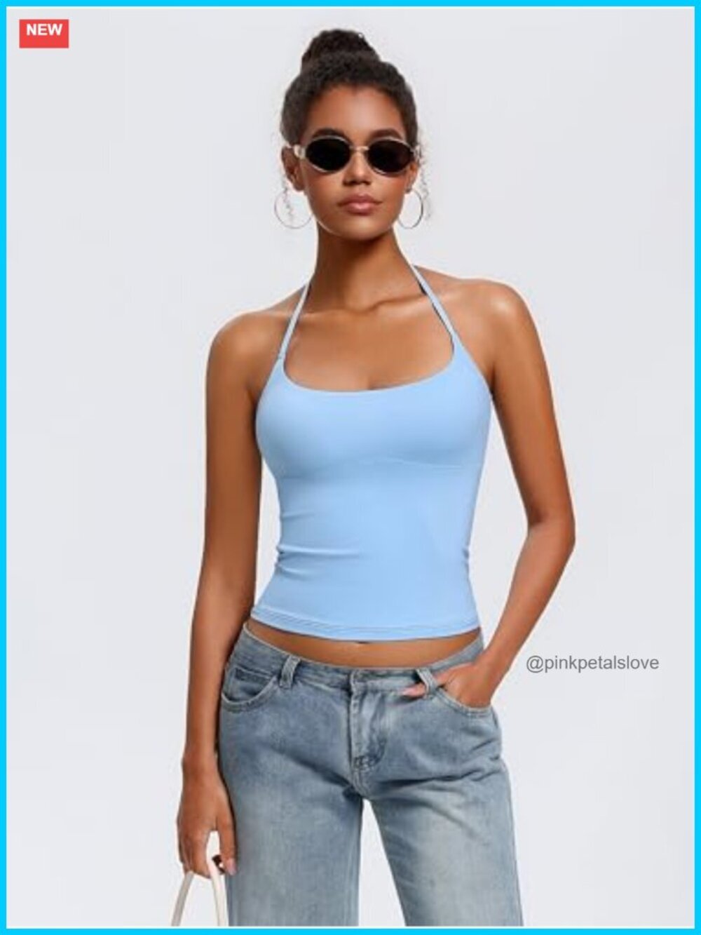 Backless Double Lined Halter Crop Top Y2K Trendy Sleeveless Tank - Picture 5 of 7